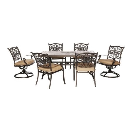 Almo Fulfillment Services Hanover Monaco 7 Piece Dining Set, Natural Oat MONDN7PCSW-2
